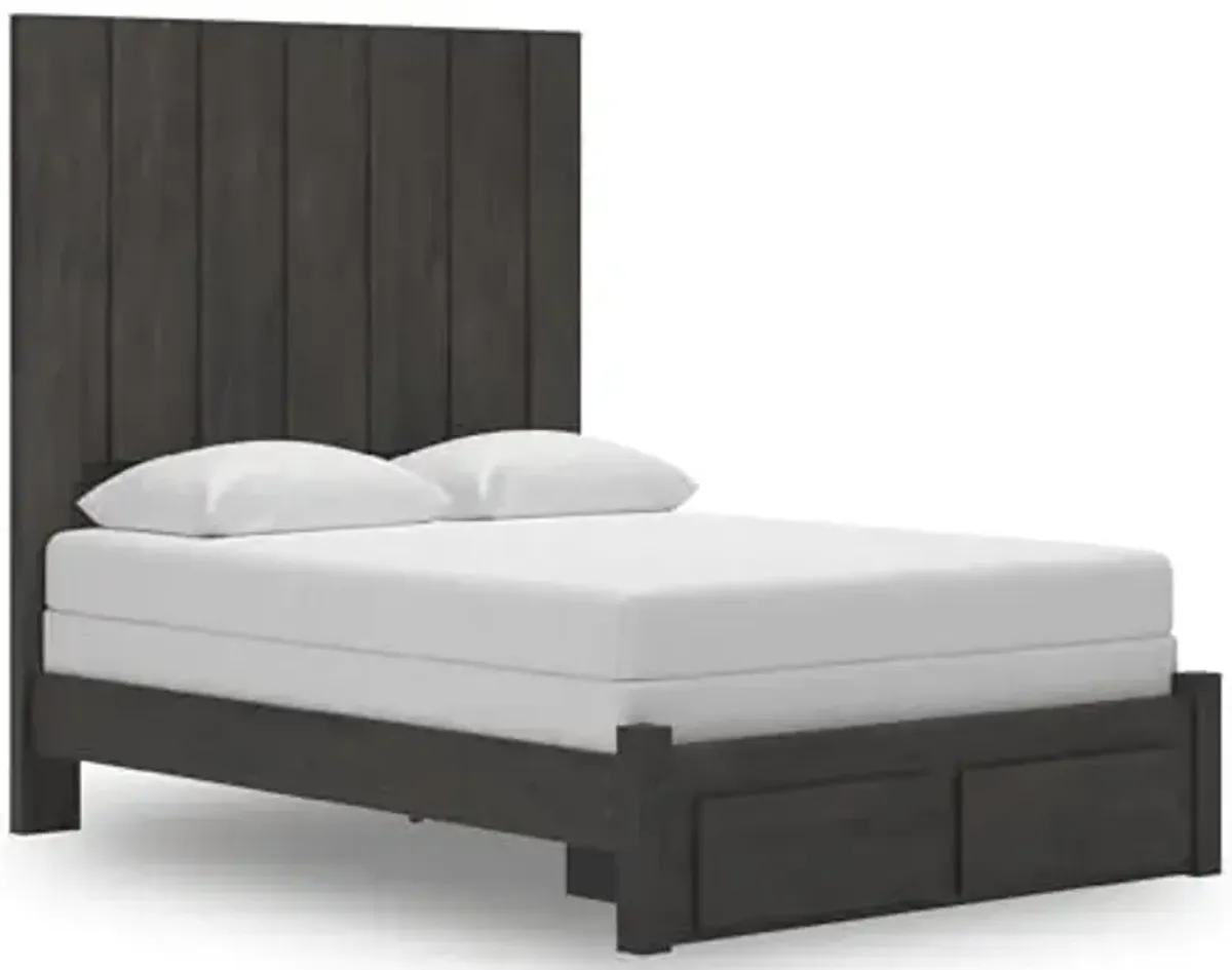 Signature Design by Ashley Parlayon Modern Panel Storage Bed, Foundation or Box Spring Needed, Queen, Gray