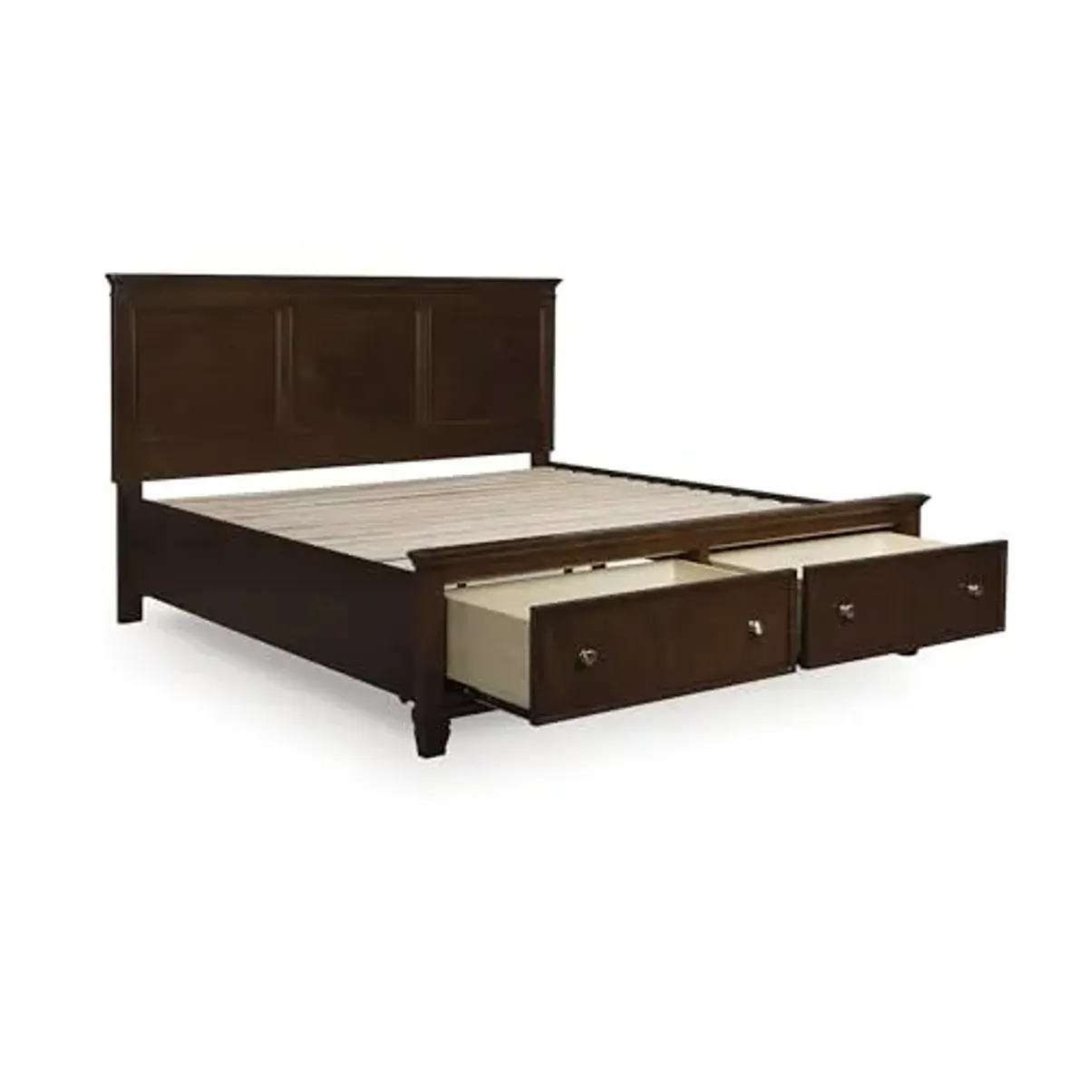 Signature Design by Ashley Danabrin Farmhouse Panel Storage Bed, Foundation or Box Spring Not Needed, California King, Dark Brown