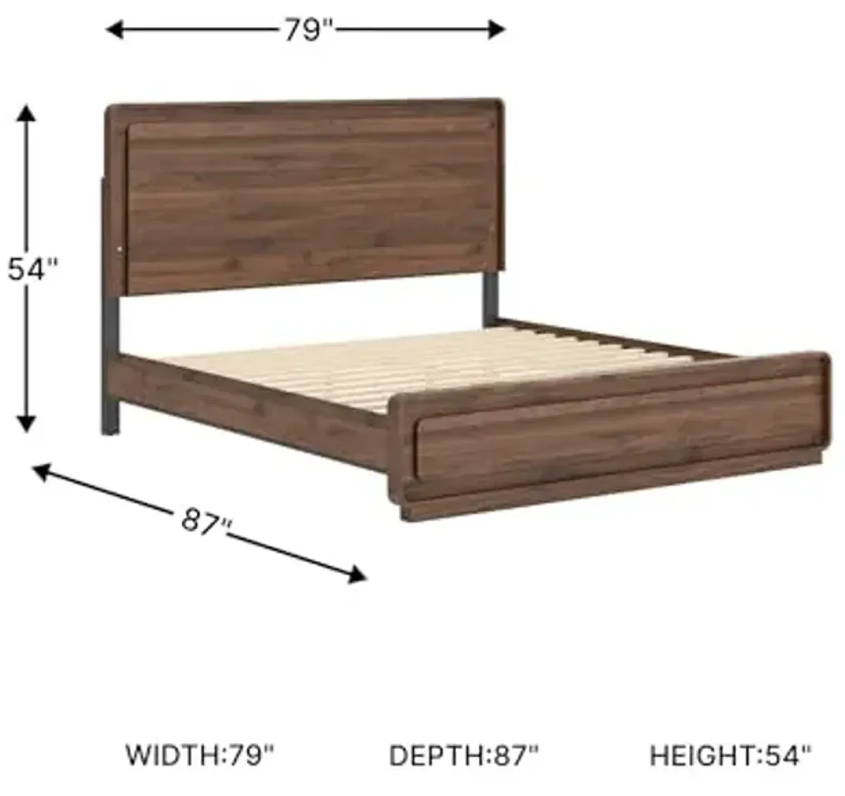 Signature Design by Ashley Hollinaze Contemporary Panel Platform Bed with LED Lighting, Foundation or Box Spring Not Needed, King, Dark Brown