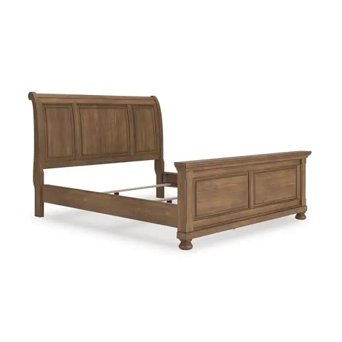 Signature Design by Ashley Vandenmore Traditional Sleigh Bed, Foundation or Box Spring Needed, California King, Dark Brown