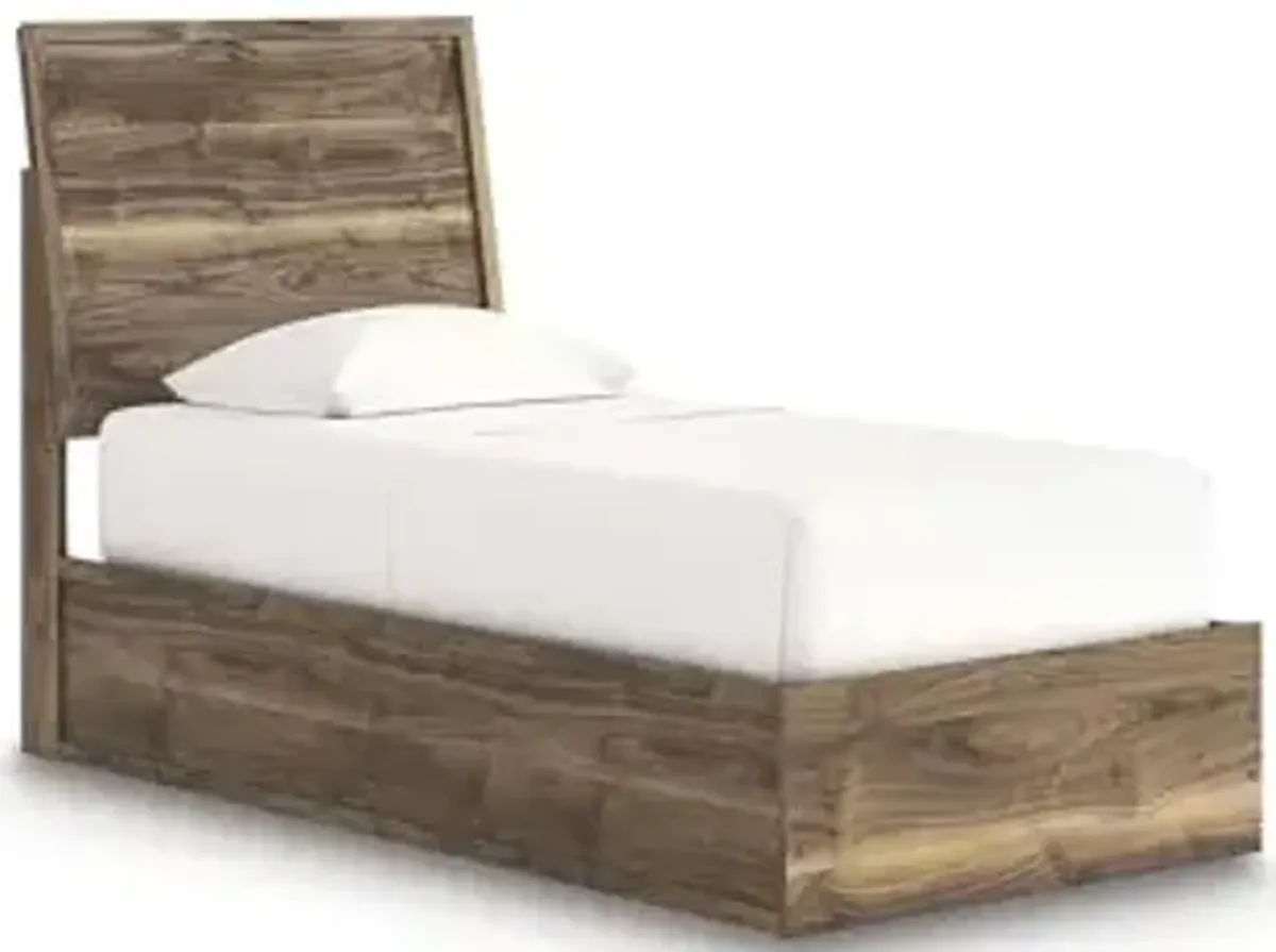 Signature Design by Ashley Zadilyn Mid-Century Modern Panel Platform Bed, Foundation or Box Spring Not Needed, Twin, Dark Brown