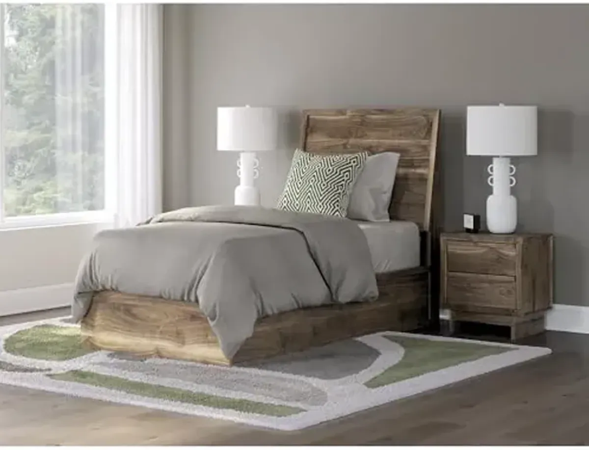 Signature Design by Ashley Zadilyn Mid-Century Modern Panel Platform Bed, Foundation or Box Spring Not Needed, Twin, Dark Brown