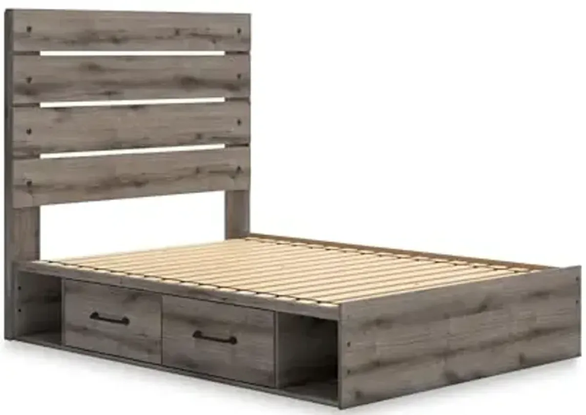 Signature Design by Ashley Urbanoore Industrial Panel Storage Bed, Foundation or Box Spring Not Needed, Full, Gray