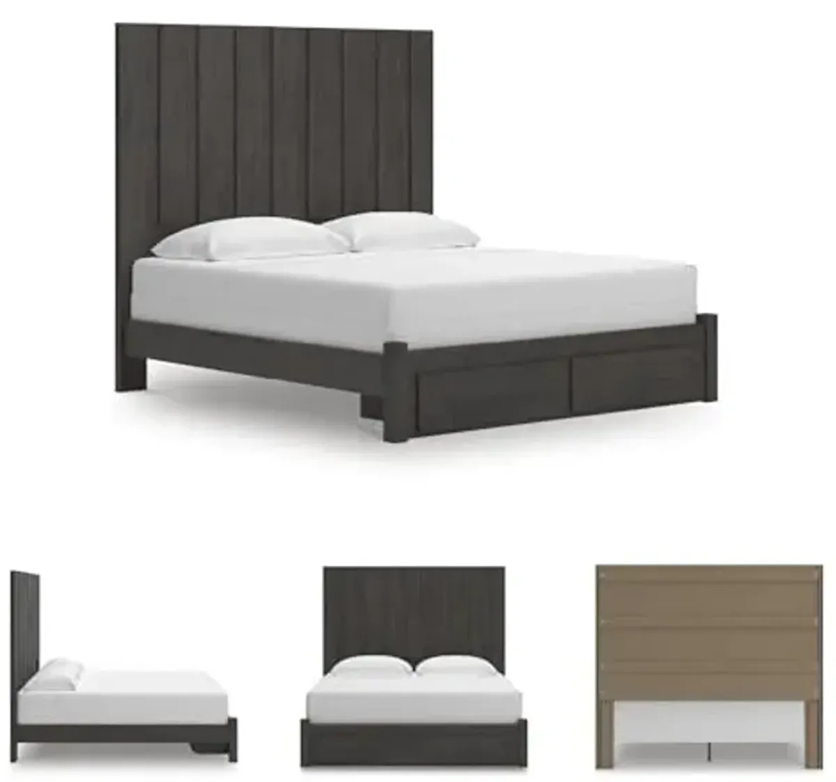 Signature Design by Ashley Parlayon Modern Panel Storage Bed, Foundation or Box Spring Needed, King, Gray