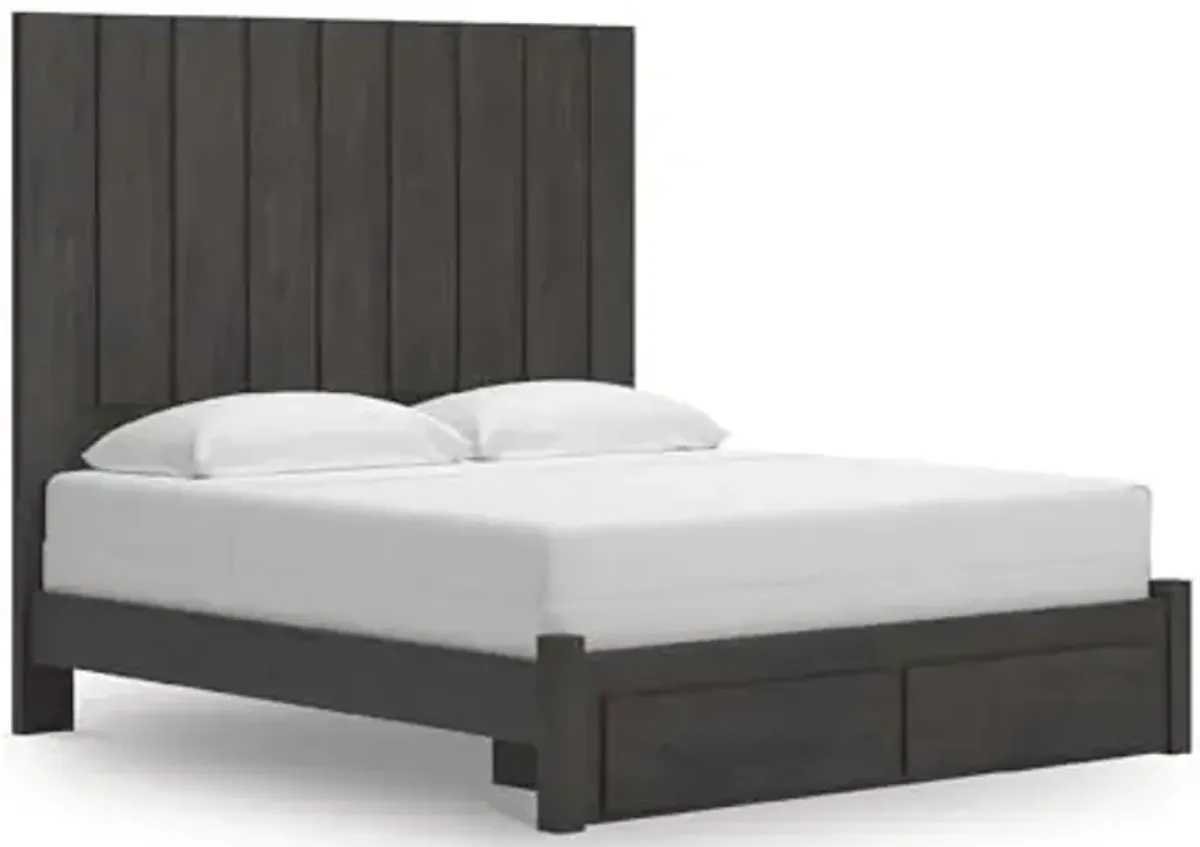 Signature Design by Ashley Parlayon Modern Panel Storage Bed, Foundation or Box Spring Needed, King, Gray
