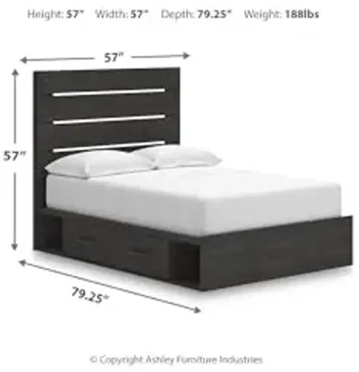 Signature Design by Ashley Delmorta Rustic Panel Storage Bed, Foundation or Box Spring Not Needed, Full, Gray