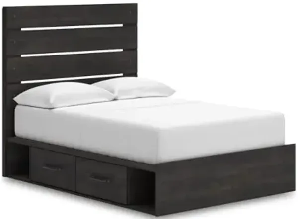 Signature Design by Ashley Delmorta Rustic Panel Platform Bed with Storage, Foundation or Box Spring Not Needed, Full, Gray