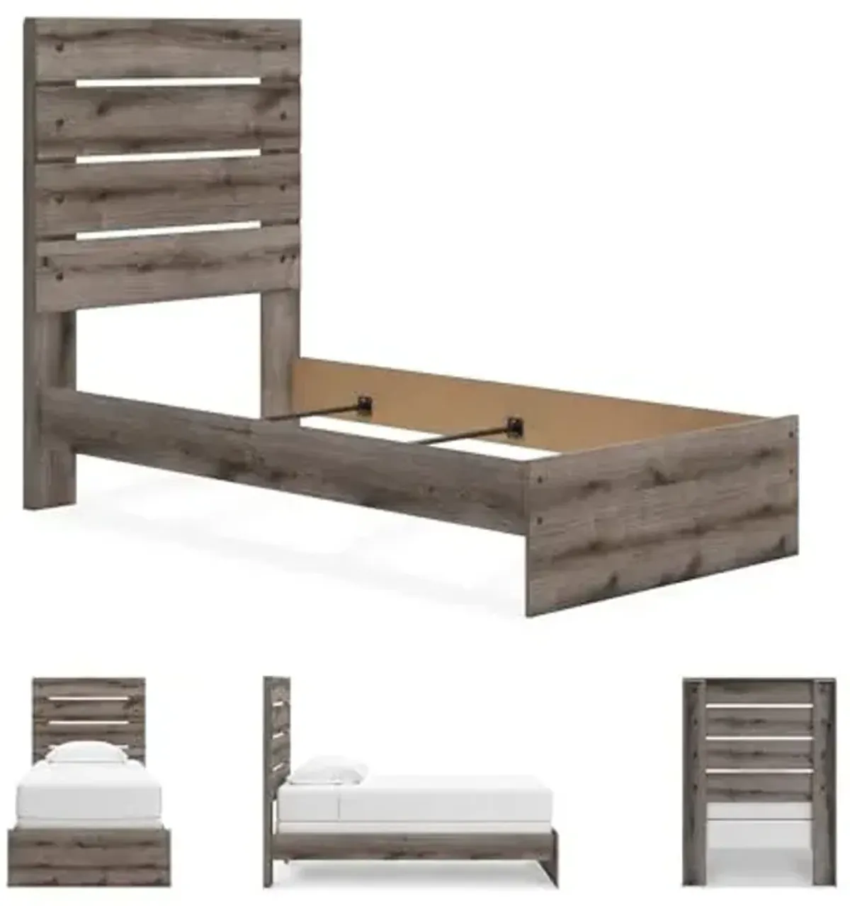 Signature Design by Ashley Urbanoore Industrial Panel Bed, Foundation or Box Spring Needed, Twin, Gray