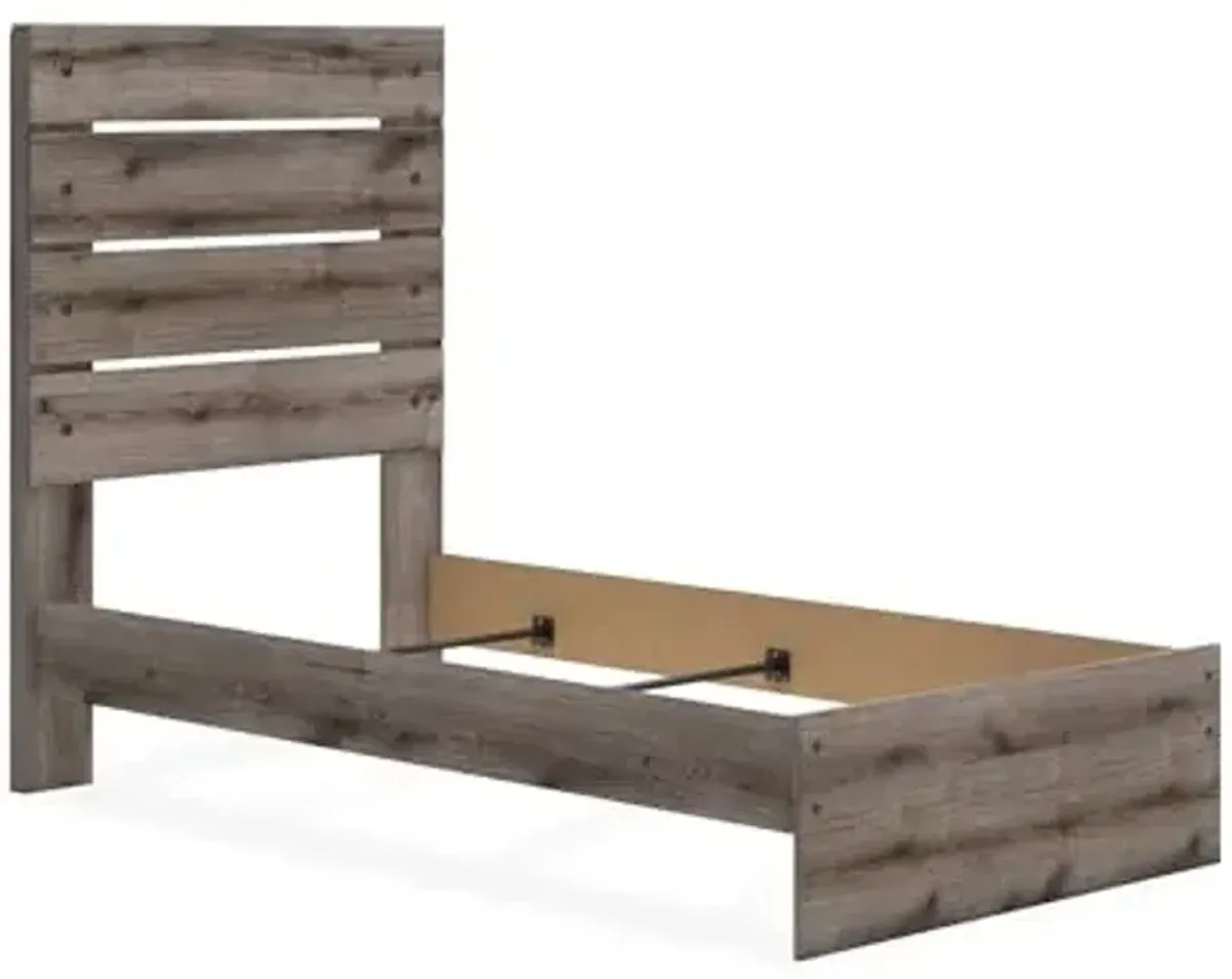 Signature Design by Ashley Urbanoore Industrial Panel Bed, Foundation or Box Spring Needed, Twin, Gray