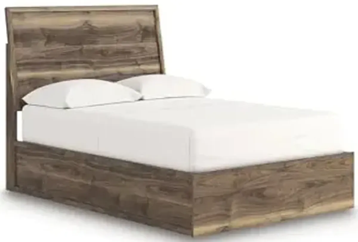 Signature Design by Ashley Zadilyn Mid-Century Modern Panel Platform Bed, Foundation or Box Spring Not Needed, Full, Dark Brown