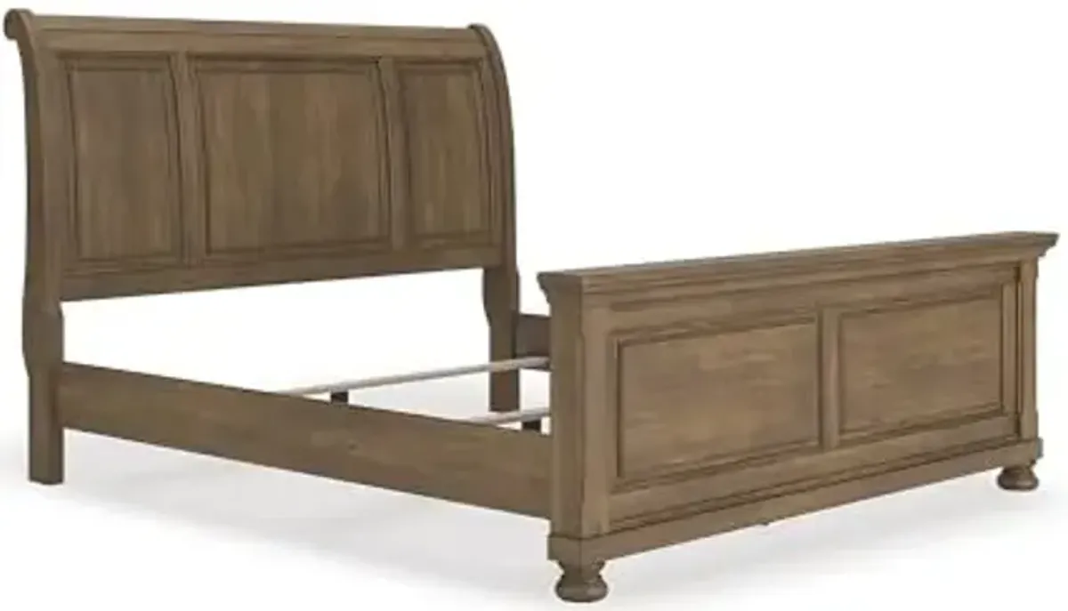 Signature Design by Ashley Vandenmore Traditional Sleigh Bed, Foundation or Box Spring Needed, King, Dark Brown