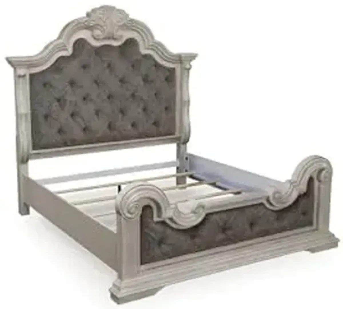 Signature Design by Ashley Andonhall Traditional Upholstered Panel Bed with Tufted Design, Foundation or Box Spring Needed, King, Beige
