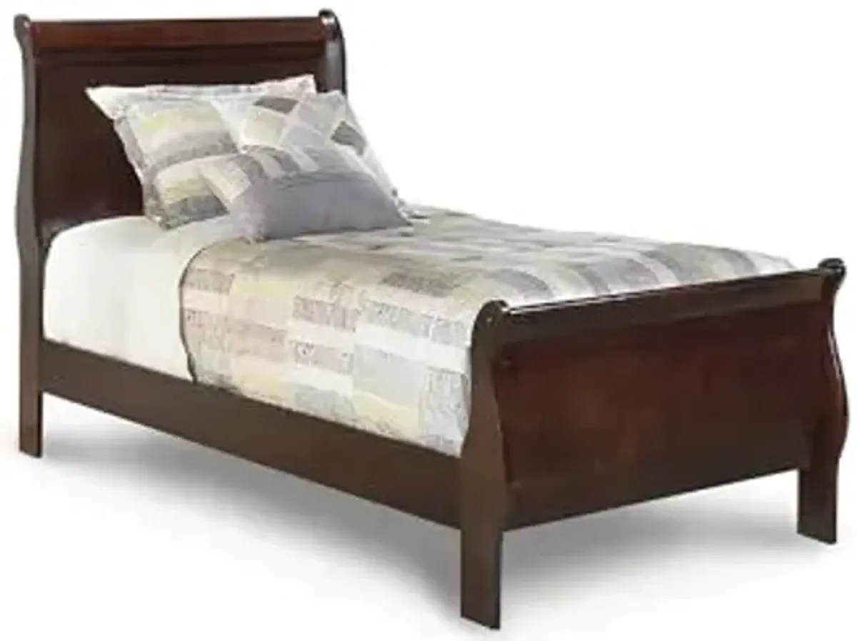Signature Design by Ashley Alisdair Traditional Twin Sleigh Bed, Foundation or Box Spring Needed, Dark Brown