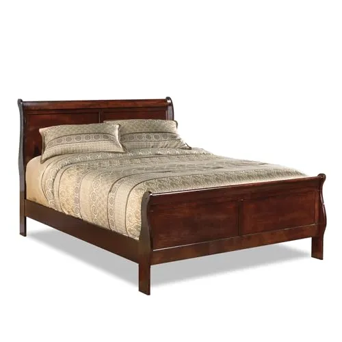 Signature Design by Ashley Alisdair Traditional California King Sleigh Bed, Foundation or Box Spring Needed, Dark Brown
