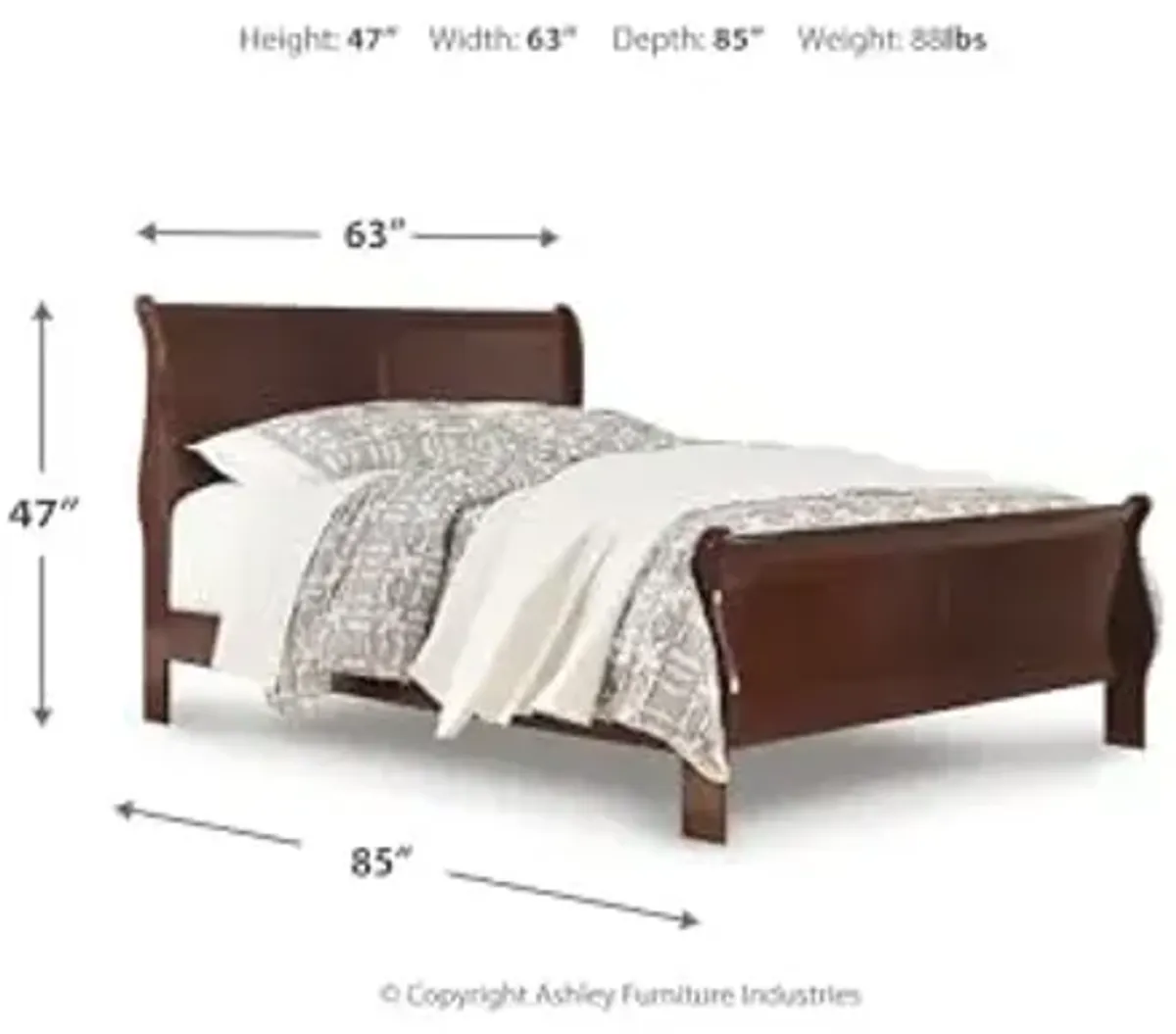 Signature Design by Ashley Alisdair Traditional Queen Sleigh Bed, Foundation or Box Spring Needed, Dark Brown