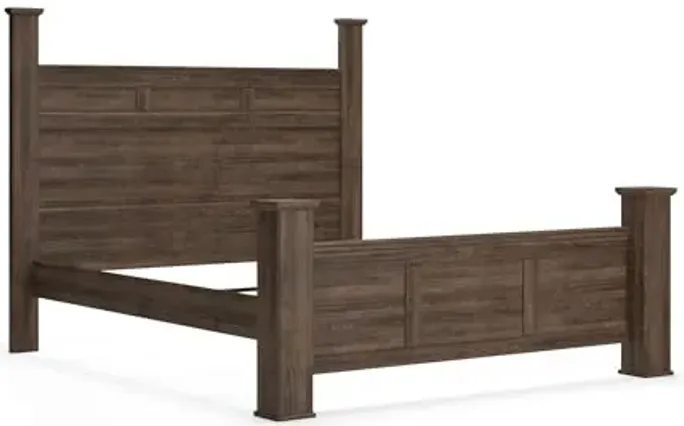 Signature Design by Ashley Juararo Casual California King Poster Bed with Metal Slats, Foundation or Box Spring Needed, Dark Brown