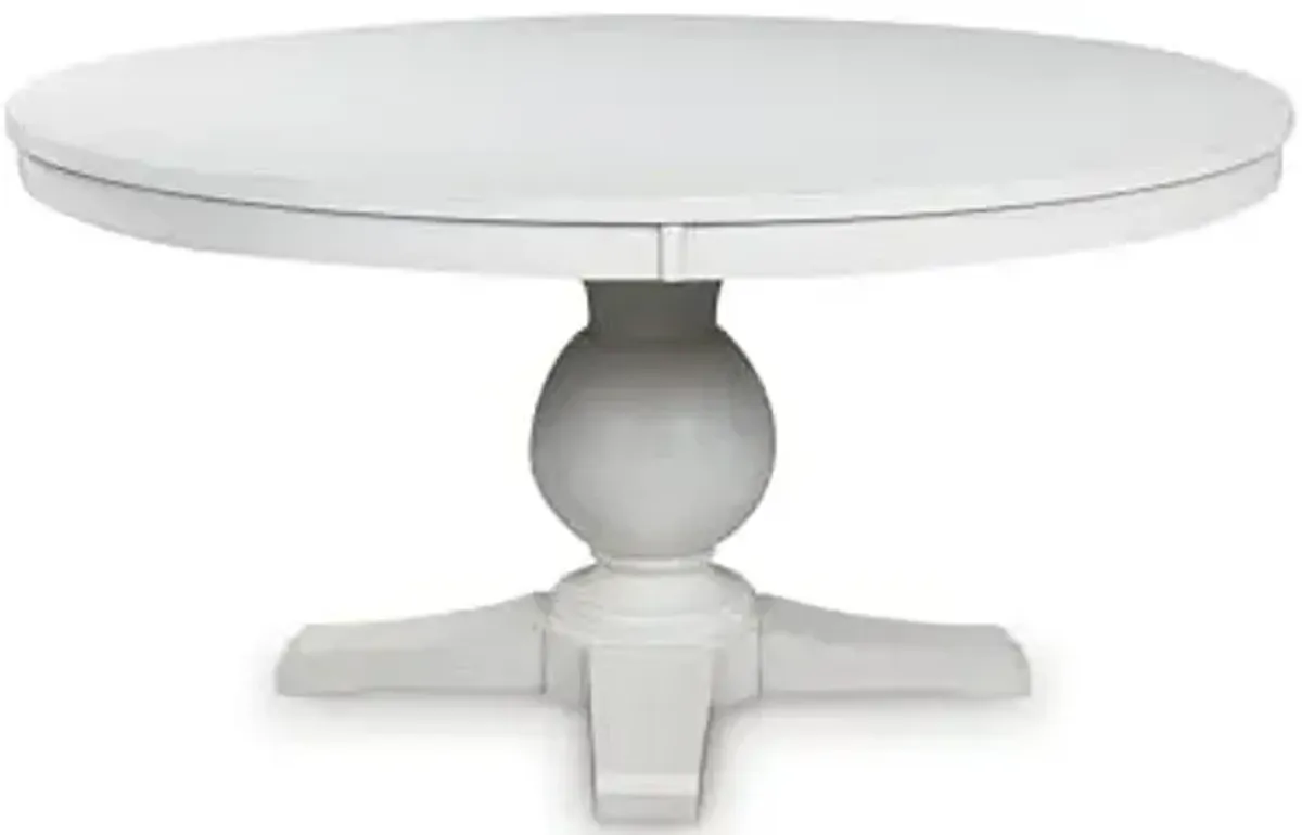 Signature Design by Ashley Chadworth Farmhouse Dining Table with Pedestal Base, White