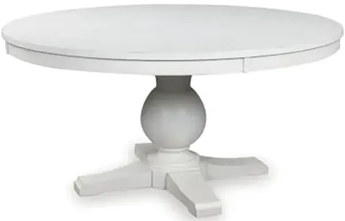 Signature Design by Ashley Chadworth Farmhouse Dining Table with Pedestal Base, White