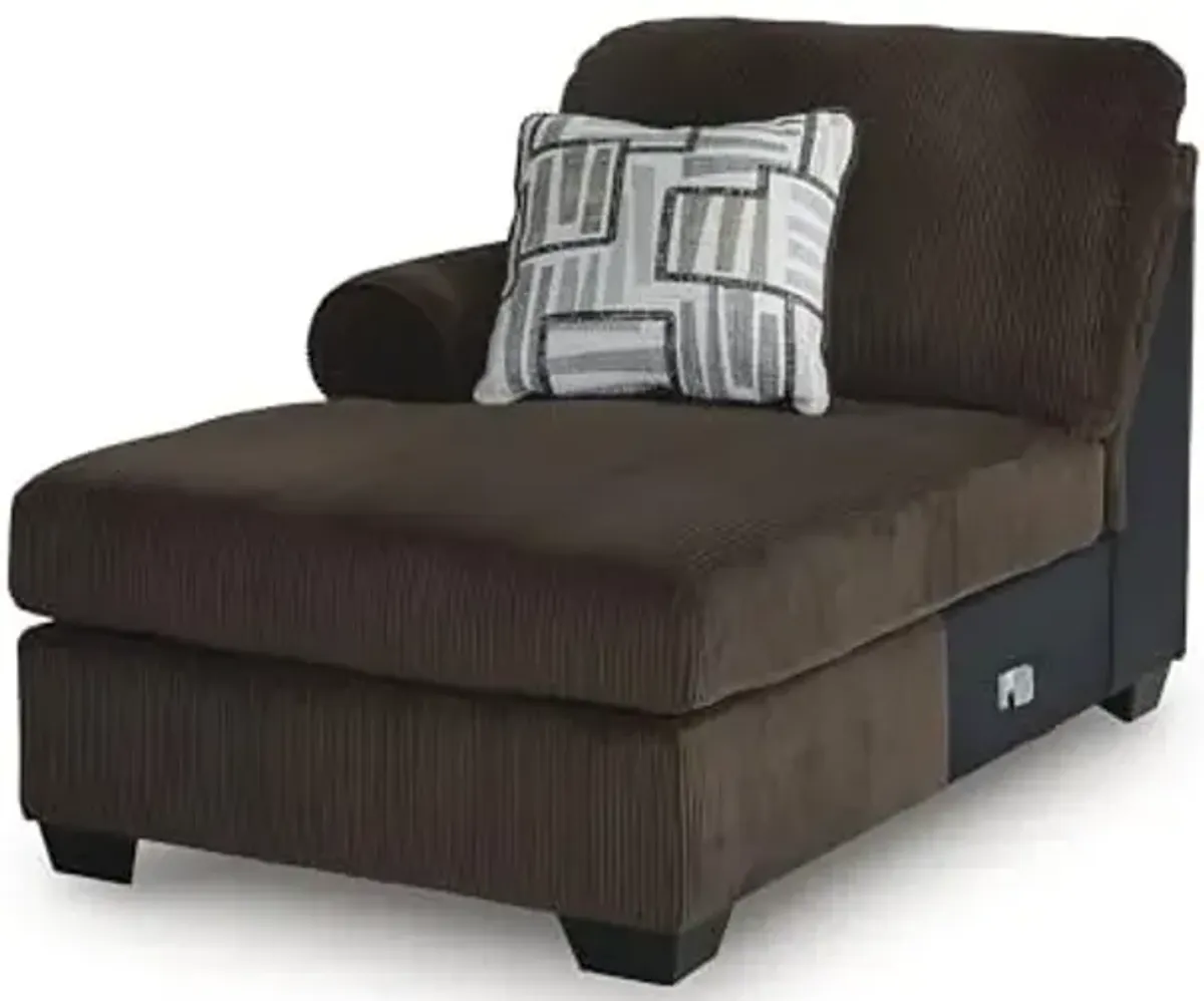 Signature Design by Ashley Landsings Straight Casual 2-Piece Super Chaise with Removable Cushion and Rolled Arm, Dark Brown