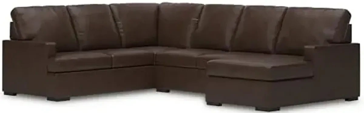 Signature Design by Ashley Modern Day U-Shape Left-Arm Facing Modern Leather Match 3-Piece Sectional with Chaise, Removable Cushion, Dark Brown
