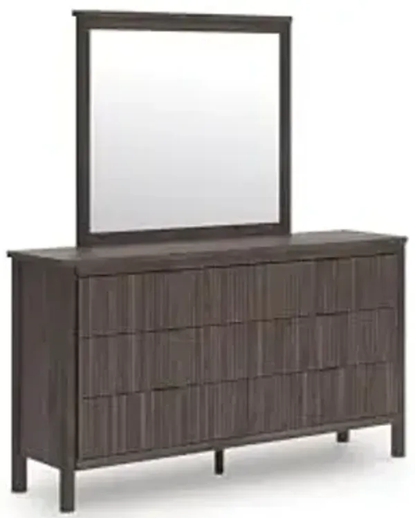 Signature Design by Ashley Cadmori Boho Chic 6-Drawer Dresser and Mirror with Anti-Tipping Restraint, Dark Brown