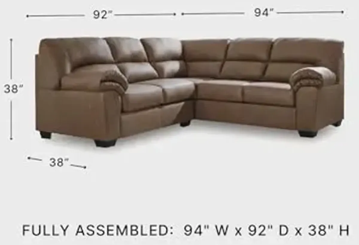 Signature Design by Ashley Whitlock L-Shape Left-Arm Facing Casual Faux Leather 2-Piece Sectional with Removable Cushion, Dark Brown