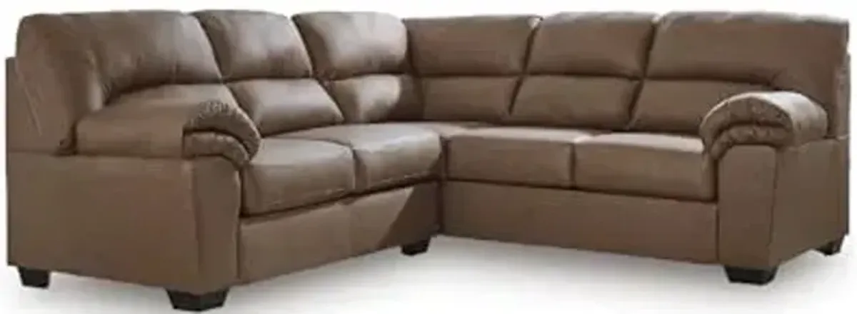 Signature Design by Ashley Whitlock L-Shape Left-Arm Facing Casual Faux Leather 2-Piece Sectional with Removable Cushion, Dark Brown