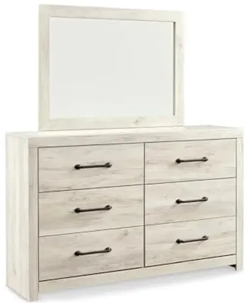 Signature Design by Ashley Cambeck Vintage Smooth-Gliding 6-Drawer Dresser and Mirror with Safety Stop, Whitewash