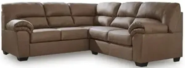 Signature Design by Ashley Whitlock L-Shape Right-Arm Facing Casual Faux Leather 2-Piece Sectional with Removable Cushion, Dark Brown
