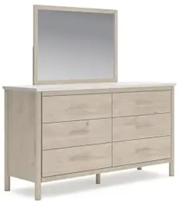 Signature Design by Ashley Cadmori Boho Chic 6-Drawer Dresser and Mirror with Anti-Tipping Restraint, Beige & White