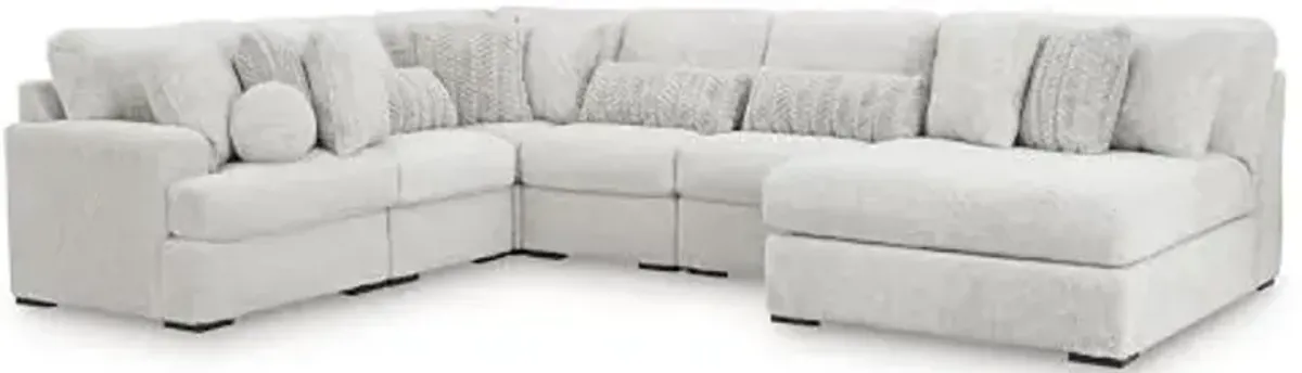 Signature Design by Ashley Snodoodle U-Shape Left-Arm Facing Modern 6-Piece Sectional with Chaise and Reversible Cushion, White