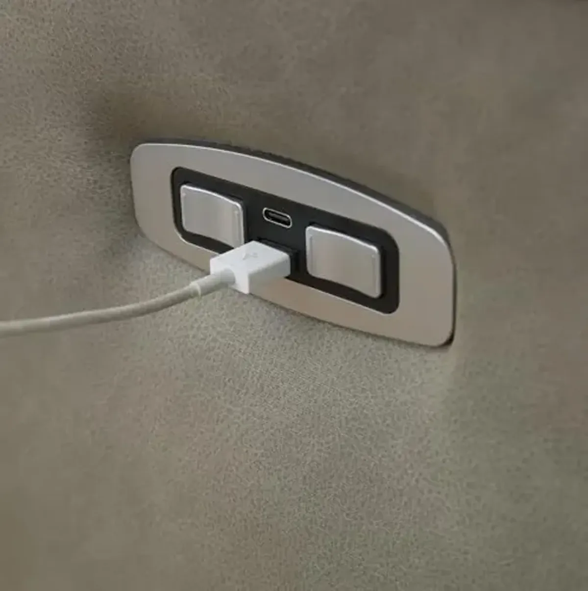 Signature Design by Ashley Brannigan L-Shape Right-Arm Facing Contemporary Faux Leather 6-Piece Reclining Sectional with Storage Console and Adjustable Headrest, Light Gray