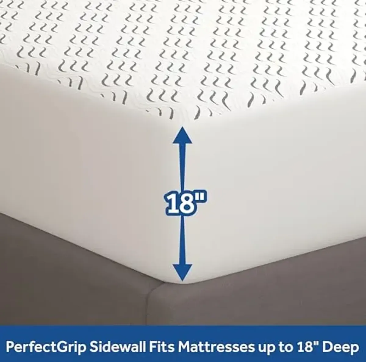 Sealy Flex Charcoal Mattress Cover Protector, Queen- PerfectGrip Stretch Sidewalls Fitted, Waterproof