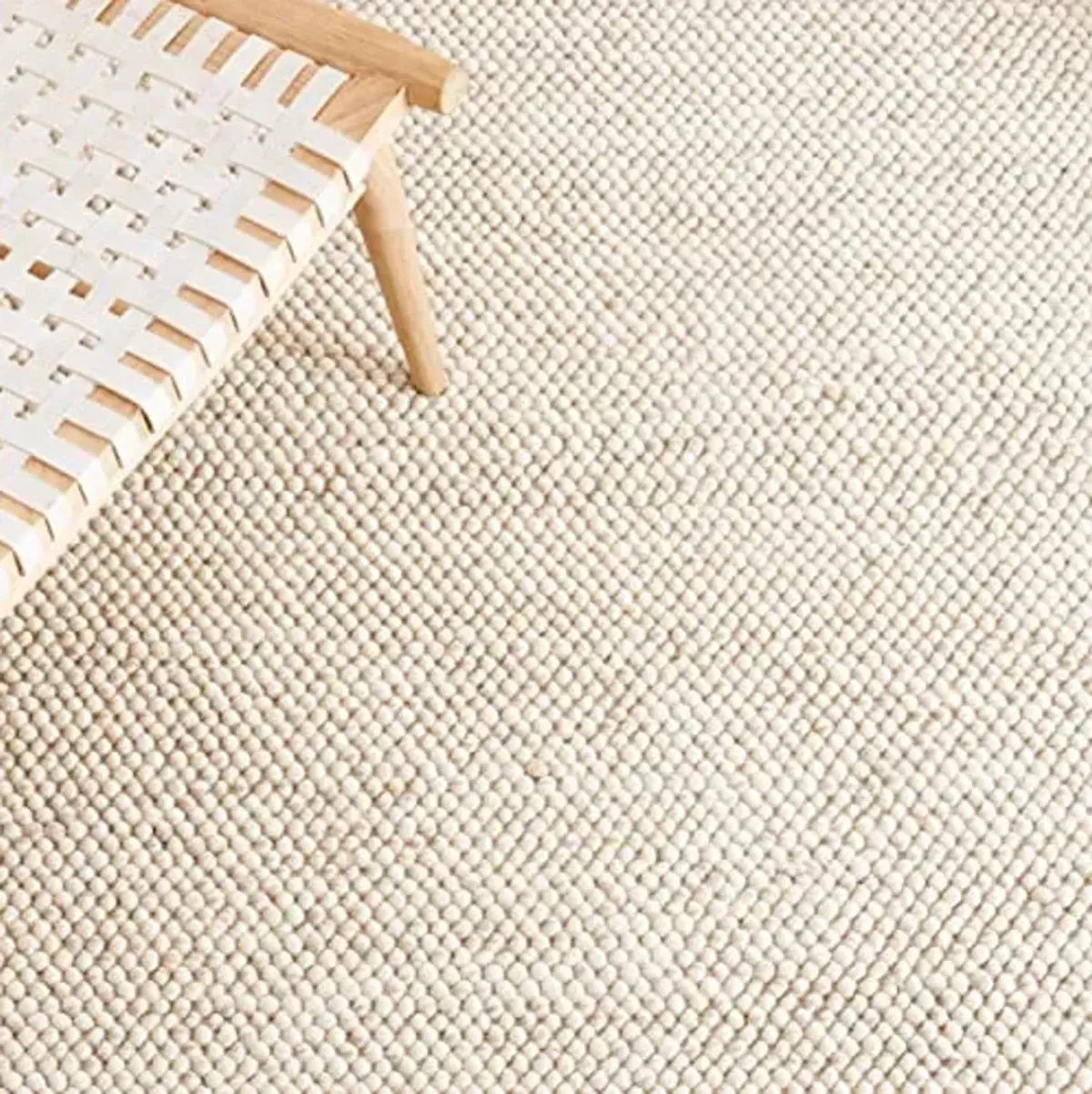 SAFAVIEH Natura Collection Area Rug - 7' Square, Beige & Ivory, Textured Design, Handmade Wool, Ideal for Living Room, Bedroom, Dining Space (NAT425B)