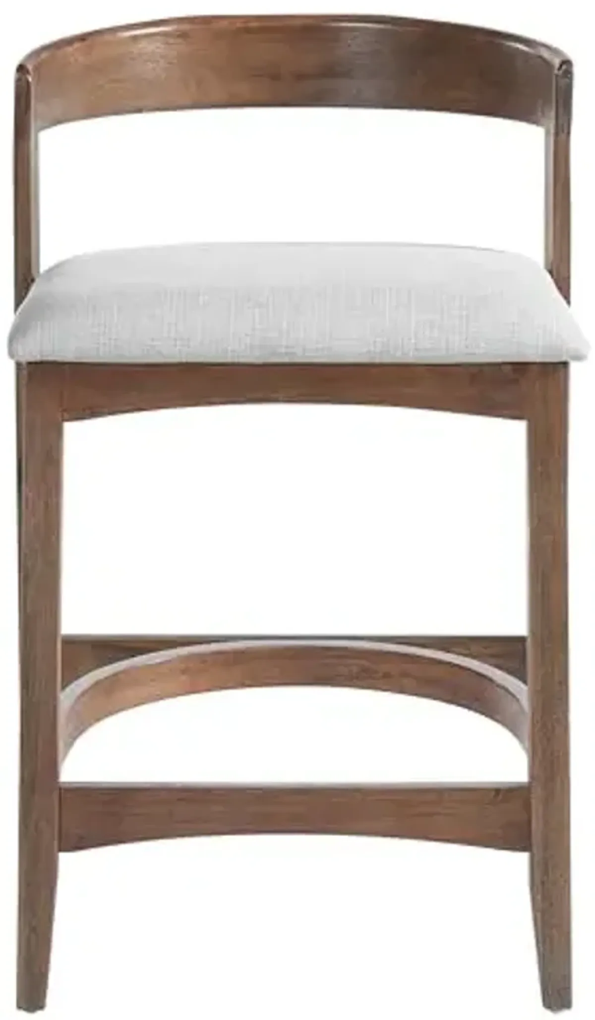 Christopher Knight Home Elsie Upholstered Counter Height Bar Stools Set of 2, Fabric Round Bar Stool for Kitchen Island, Counter Stool with Footrest, Wooden Dining Chair with Curved Backrest, Walnut