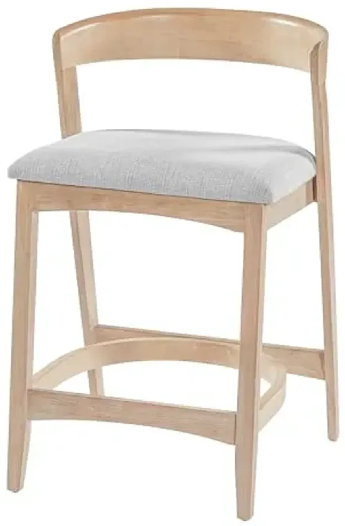 Christopher Knight Home Elsie Upholstered Counter Height Bar Stools Set of 2, Fabric Round Bar Stool for Kitchen Island, Counter Stool with Footrest, Wooden Dining Chair with Curved Backrest, Natural