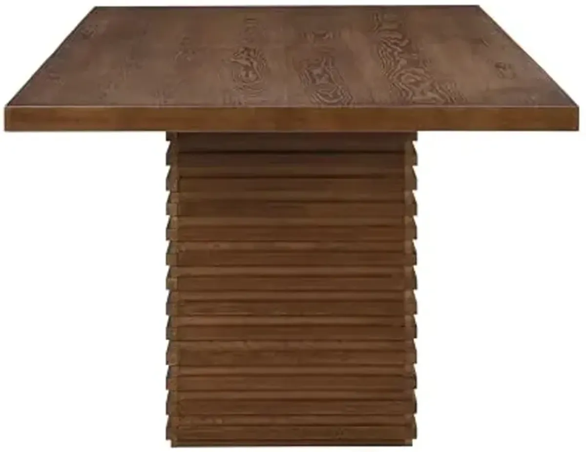 Christopher Knight Home Coad 84 inch Wooden Dining Table, Modern Rectangular Kitchen Dinner Table for 6-8 People, Wave Base Wooden Dining Furniture for Kitchen Office Conference Room, Walnut Brown