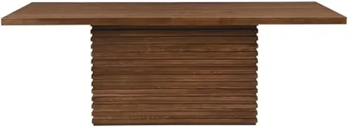 Christopher Knight Home Coad 84 inch Wooden Dining Table, Modern Rectangular Kitchen Dinner Table for 6-8 People, Wave Base Wooden Dining Furniture for Kitchen Office Conference Room, Walnut Brown