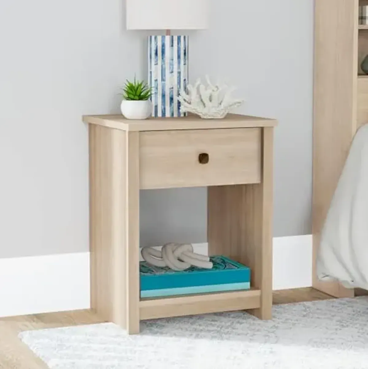 Sauder River Ranch Nightstand W/Drawer, Harvest Walnut Finish