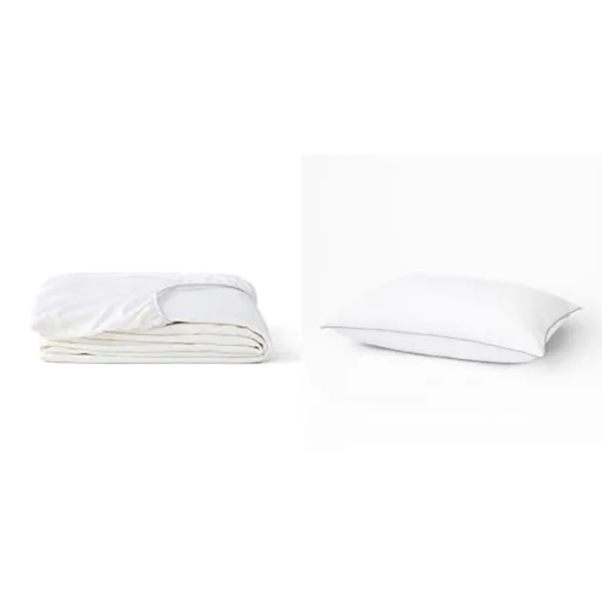 Tuft & Needle Twin Waterproof Fitted Sheet Style Mattress Protector + 2 Standard Down Alternative Pillows