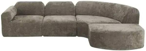 Christopher Knight Home Midel 111" Modular L-Shape Sofa Couch with Chaise Lounge, Modern Boneless Sofa for Living Room, Fabric Upholstered Cloud Couch with Deep Seat, Dark Brown