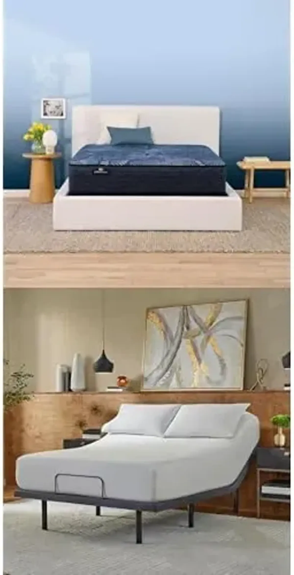 Serta Perfect Sleeper Ultimate 13.25" Plush King Mattress Bundle baselogic Level 3 King Adjustable Base Bed Frame - Cooling Gel Memory Foam & Pocket Innersprings, Head & Foot Adjustability