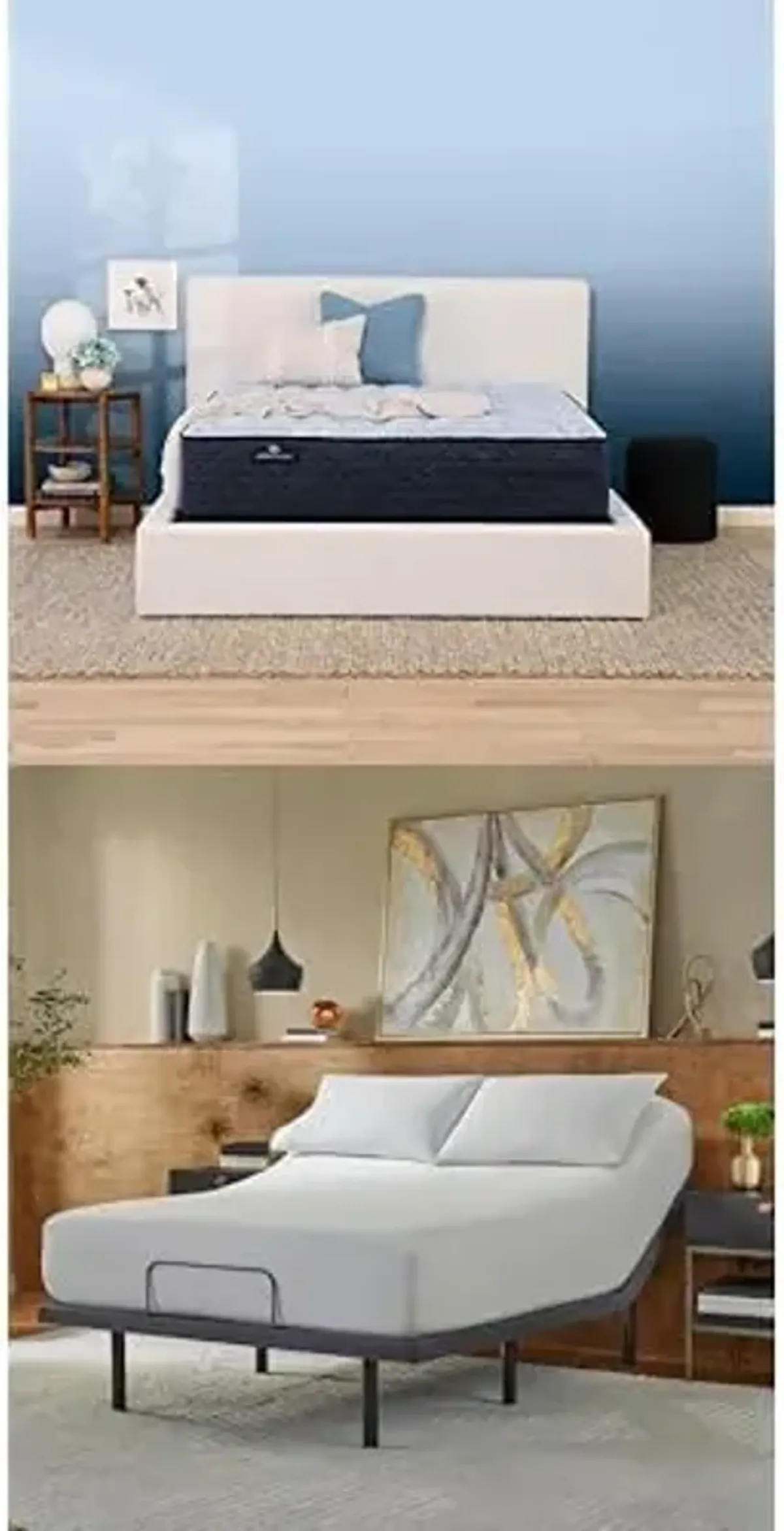 Serta Perfect Sleeper Enhanced 13.5" Medium King Mattress Bundle baselogic Level 3 King Adjustable Base Bed Frame - Cooling Gel Memory Foam & Pocket Innersprings, Head & Foot Adjustability