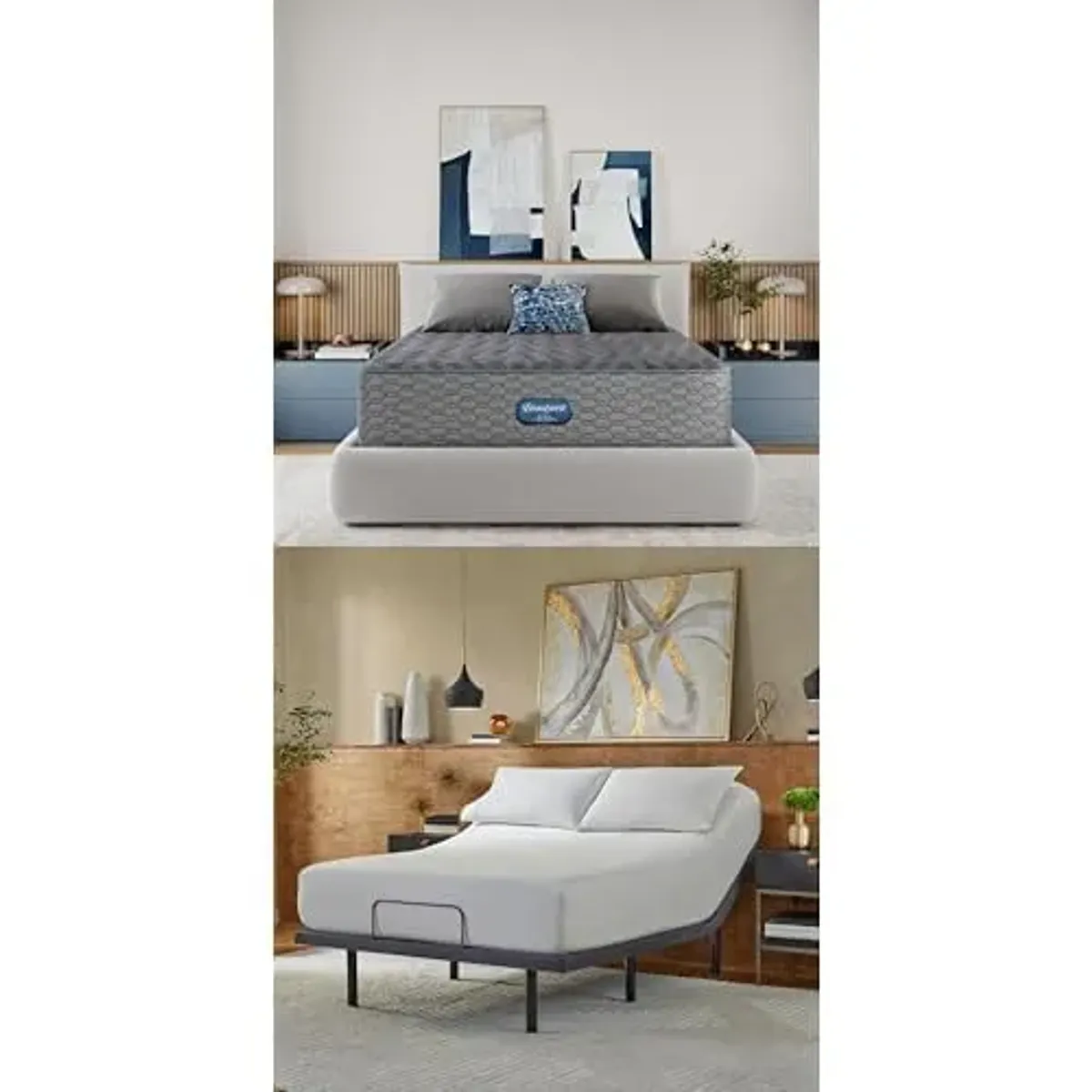 Beautyrest Days End Plush 14" King Mattress Bundle baselogic Level 3 King Adjustable Base Bed Frame - Cooling, Supportive, and Pressure Relieving with Head & Foot Adjustability