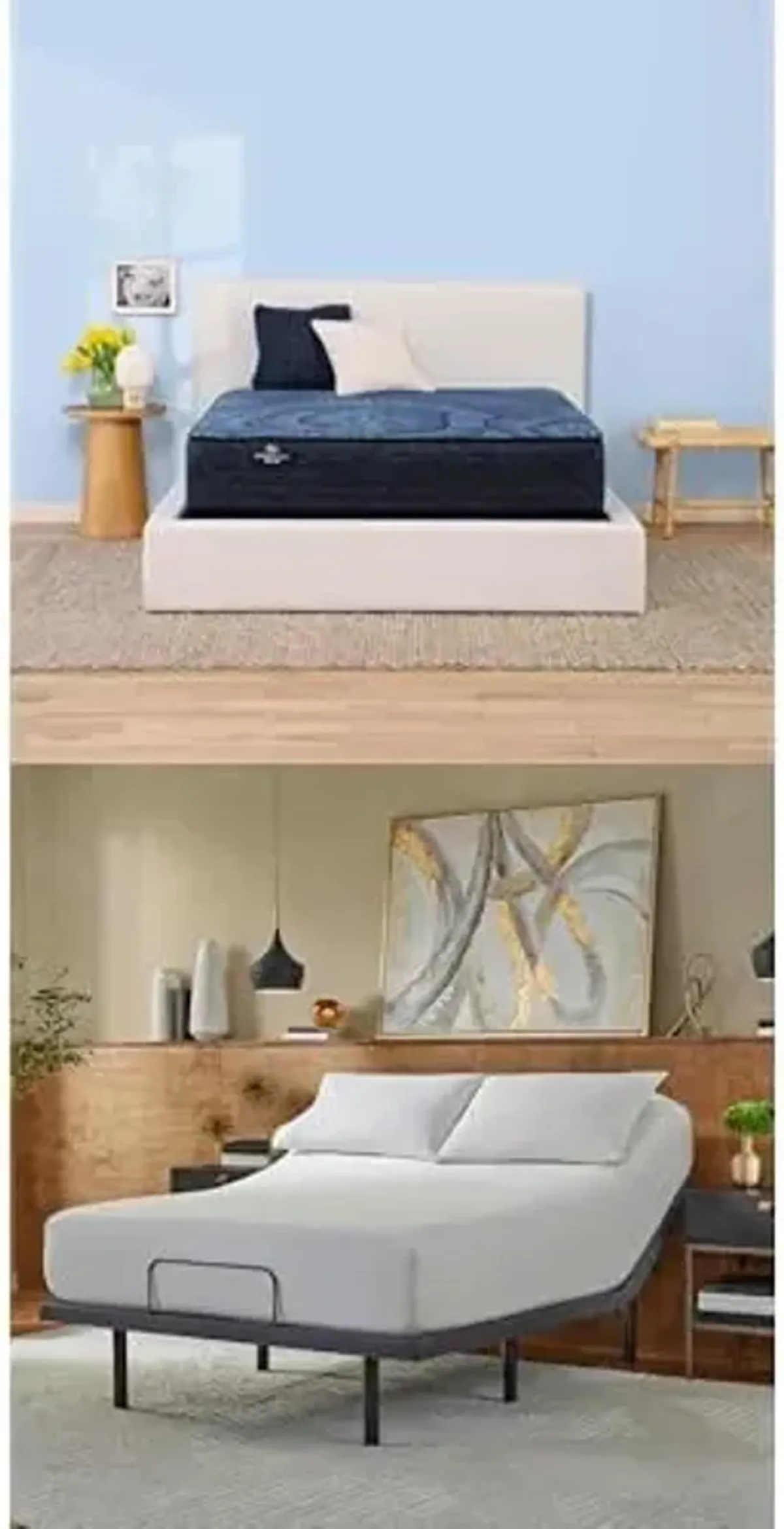 Serta Perfect Sleeper Hybrid Standard 12" Firm King Mattress Bundle baselogic Level 3 King Adjustable Base Bed Frame - Cooling Gel Memory Foam, Head & Foot Adjustability