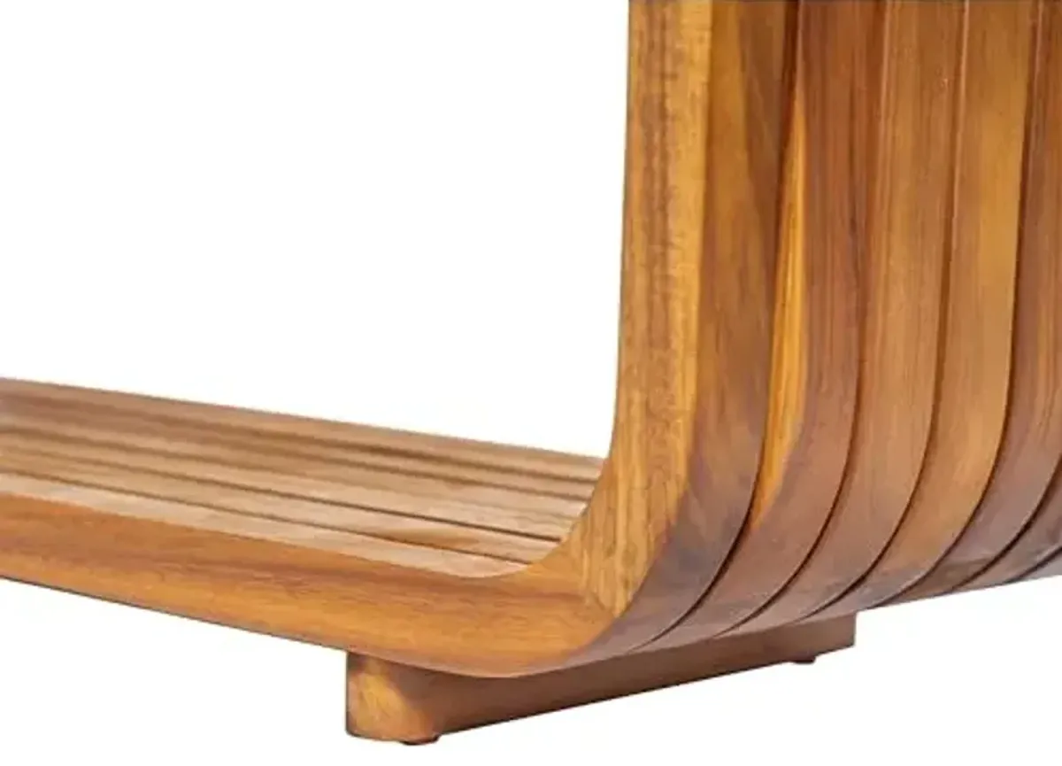 Christopher Knight Home Bruno Durable Acacia Wood Outdoor Coffee Table with Hollowed-Out Design, Slatted Patio Side Table, Versatile Patio Outdoor Furniture, No Assembly Needed, Teak