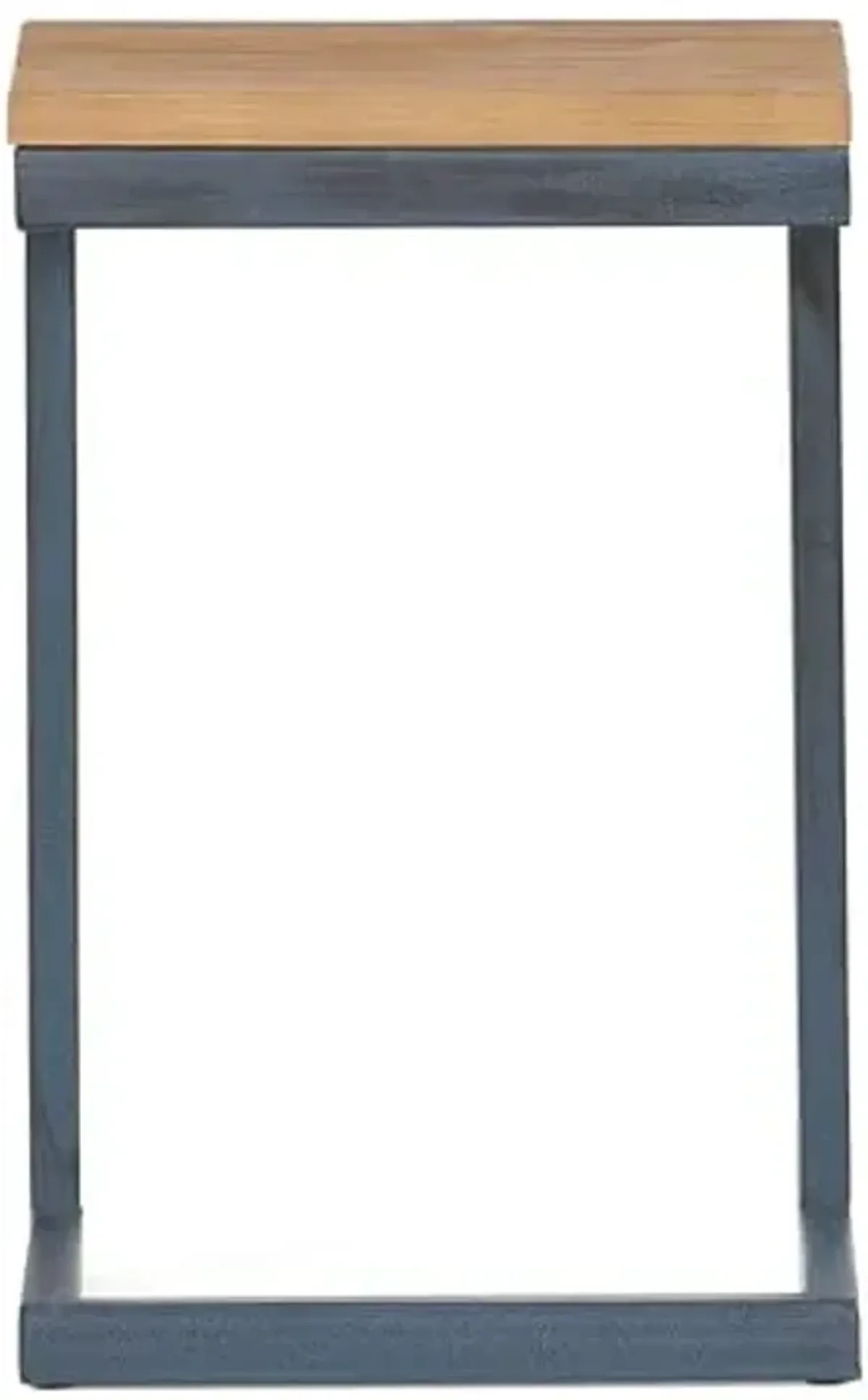 Christopher Knight Home Abithb C-Shaped Accent Table, Industrial Antique Iron Base Side End Table with Natural Fir Wood Top, Wooden Sofa Side Furniture for Living Room, Bedroom, Office, 19" H