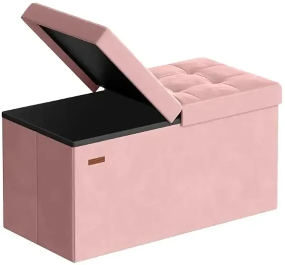 SONGMICS Mazie Collection - 30 Inches Storage Ottoman, Foldable Storage Bench with Flipping Lid, 660 lb Load Capacity, for Entryway, Living Room, Bedroom, Velvet Fabric, Jelly Pink ULSF048SA03