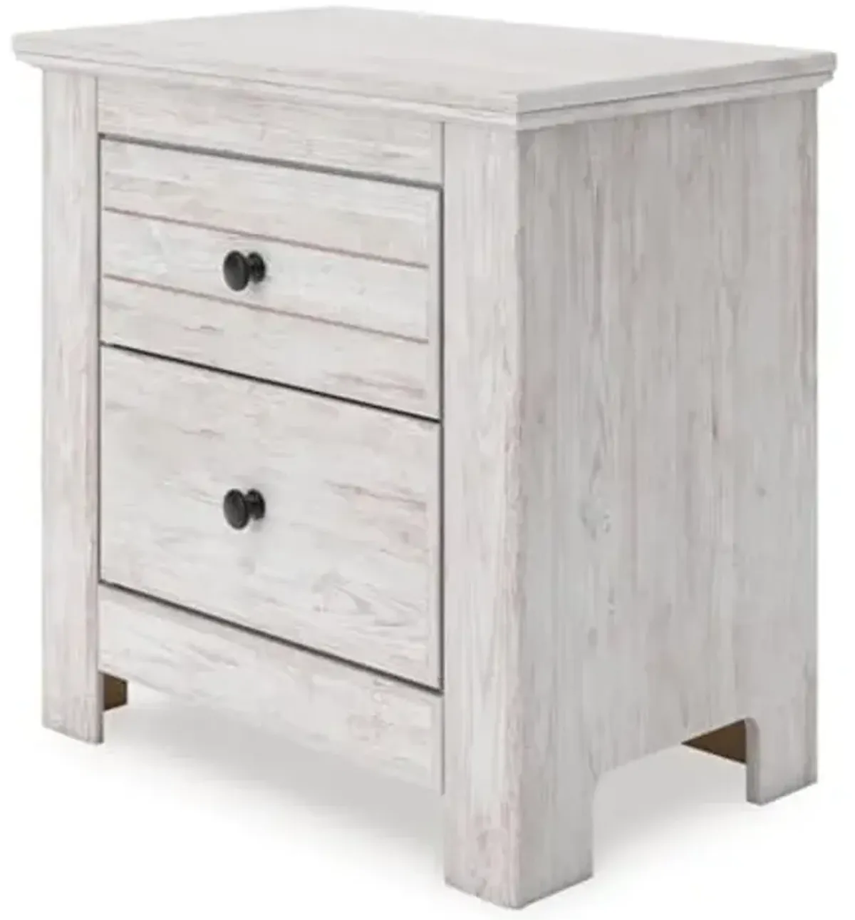 Signature Design by Ashley Fenderport Vintage Casual Nightstand with Two Drawers, USB Charging, Bronze Knobs, Wood, 24.92" W x 15.98" D x 25.04" H, Whitewash