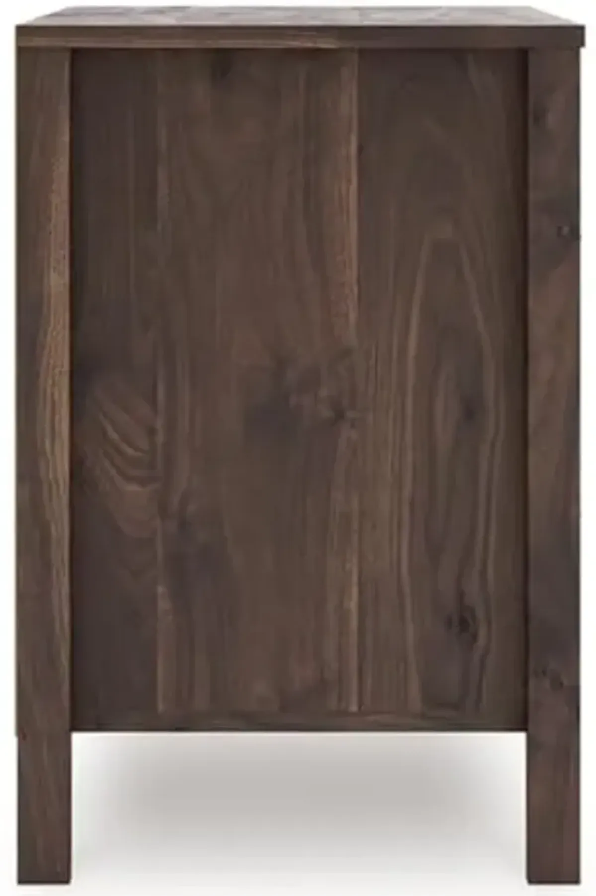Signature Design by Ashley Calverson Rustic 2-Drawer Nightstand with Storage and Bar Pulls, Dark Brown